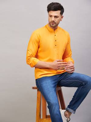 Orange Cotton Blend Kurta 1