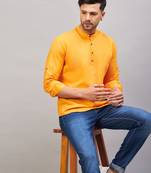 Orange Cotton Blend Kurta