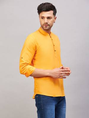 Orange Cotton Blend Kurta 2