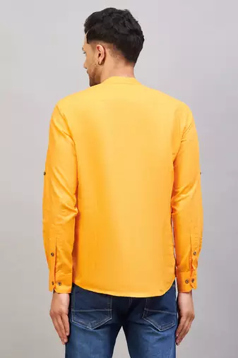 Orange Cotton Blend Kurta
