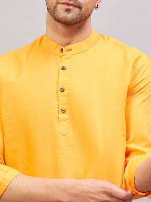 Orange Cotton Blend Kurta 4