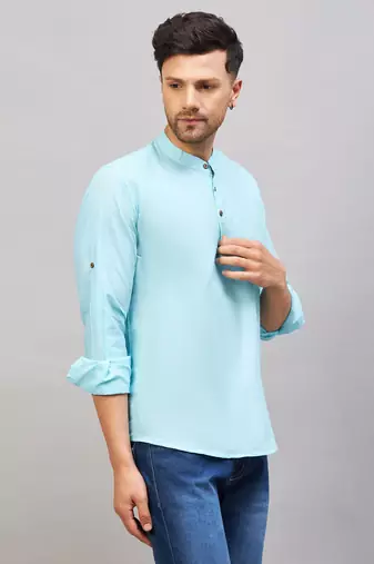 Aqua Cotton Blend Kurta