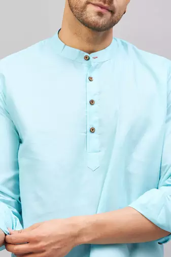 Aqua Cotton Blend Kurta