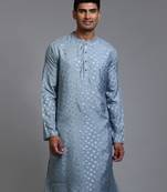 Men'S Grey Silk Blend Kurta