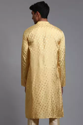 Men'S Yellow Silk Blend Kurta