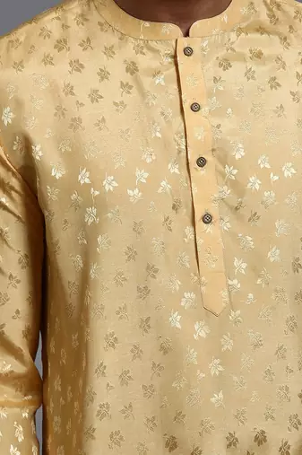 Men'S Yellow Silk Blend Kurta