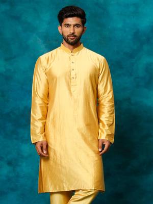 Men'S Mustard Viscose Kurta 1