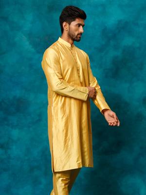 Men'S Mustard Viscose Kurta 2