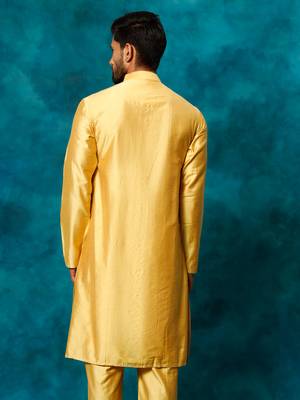 Men'S Mustard Viscose Kurta 3