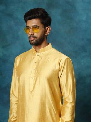 Men'S Mustard Viscose Kurta 4