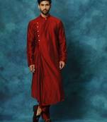 Maroon Viscose Blend Kurta