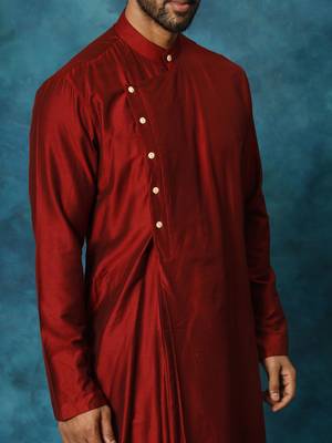 Maroon Viscose Blend Kurta 4
