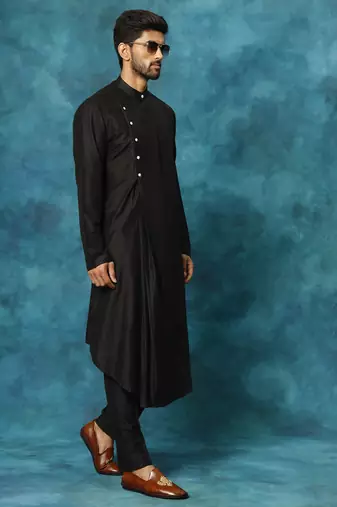 Black Viscose Blend Kurta