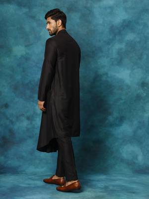 Black Viscose Blend Kurta 3