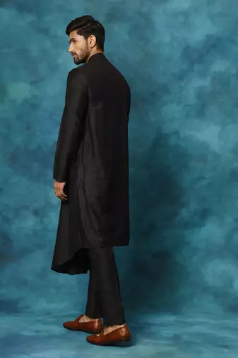 Black Viscose Blend Kurta