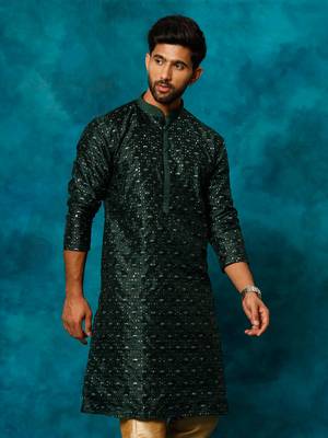 Green Silk Blend Kurta 2