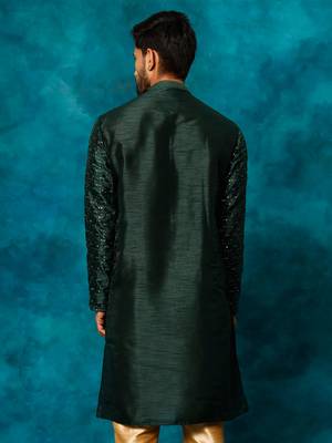 Green Silk Blend Kurta 3