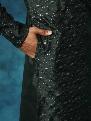 Green Silk Blend Kurta 4