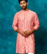 Men'S Onion Pink Viscose Kurta