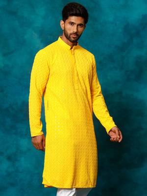 Yellow Rayon Cotton Kurta 1