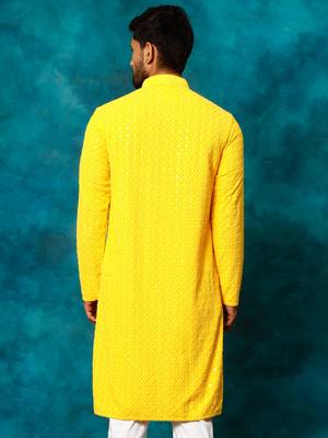 Yellow Rayon Cotton Kurta 3