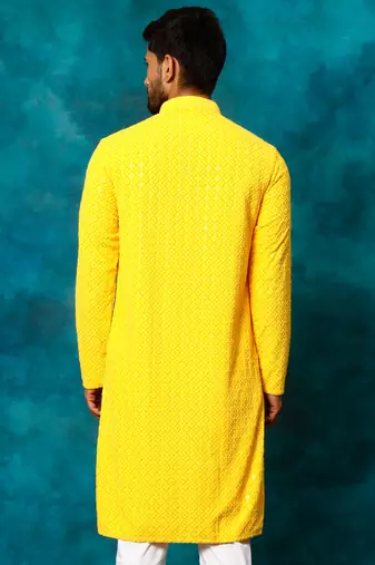 Yellow Rayon Cotton Kurta