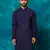 navy blue rayon cotton kurta with schiffli embroidery