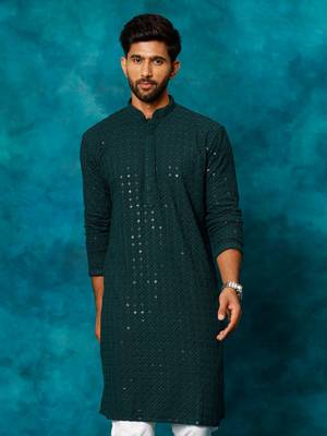Green Rayon Cotton Kurta 1