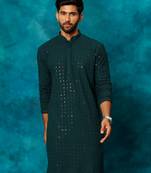 Men'S Green Rayon Cotton Kurta