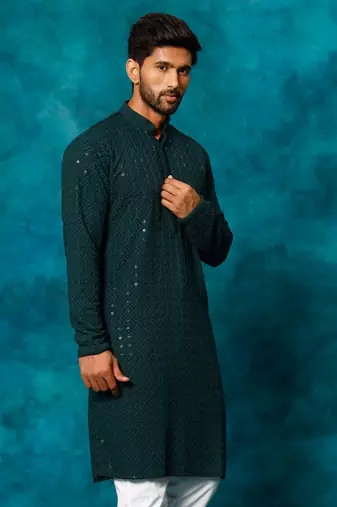 Green Rayon Cotton Kurta