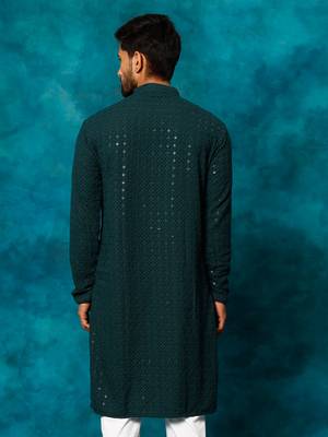 Green Rayon Cotton Kurta 3