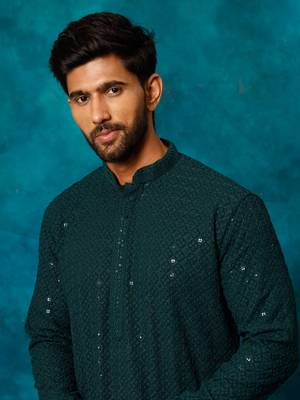 Green Rayon Cotton Kurta 4