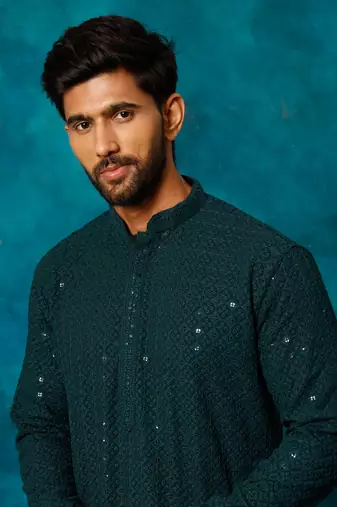 Green Rayon Cotton Kurta