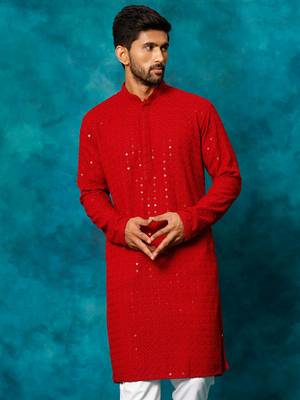Maroon Rayon Cotton Kurta 1