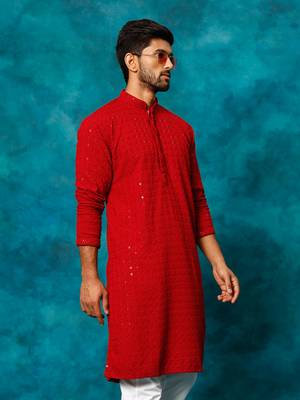 Maroon Rayon Cotton Kurta 2