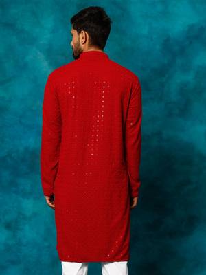 Maroon Rayon Cotton Kurta 3