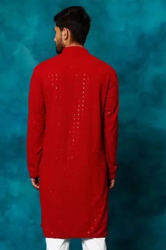 Maroon Rayon Cotton Kurta