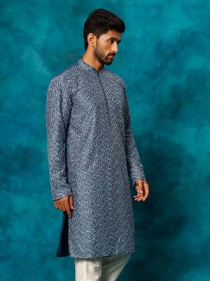 Blue Rayon Cotton Kurta 2