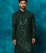 Men'S Green Georgette Kurta