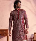 Men'S Maroon Georgette Kurta