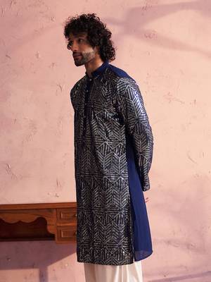 Navy Blue Georgette Kurta 2