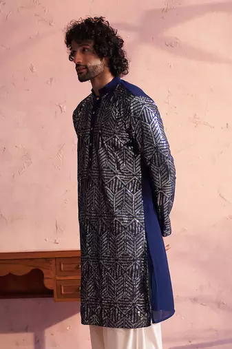 Navy Blue Georgette Kurta