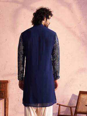 Navy Blue Georgette Kurta 3