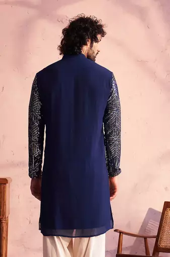 Navy Blue Georgette Kurta