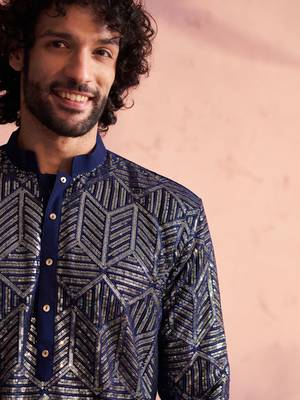 Navy Blue Georgette Kurta 4