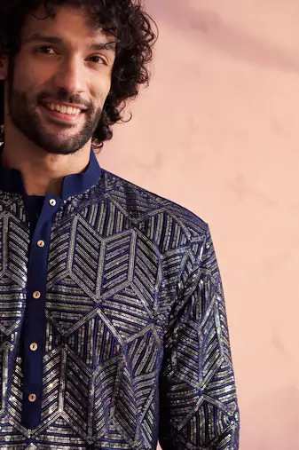 Navy Blue Georgette Kurta