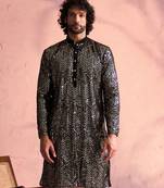 Men'S Black Georgette Kurta