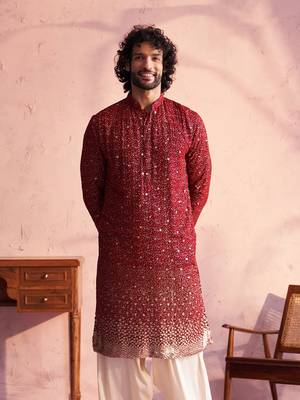 Maroon Georgette Kurta 1
