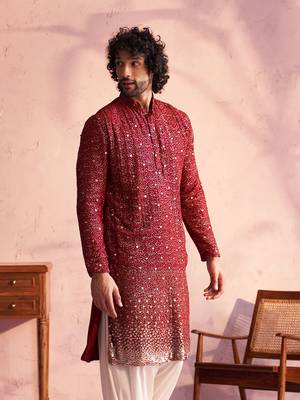 Maroon Georgette Kurta 2