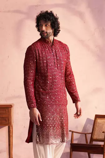 Maroon Georgette Kurta